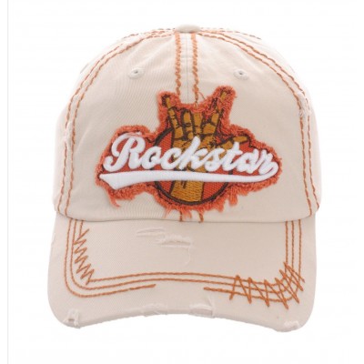 Rockstar Embroidered   Girls Factory Distressed Baseball Cap White Hat  eb-44777277